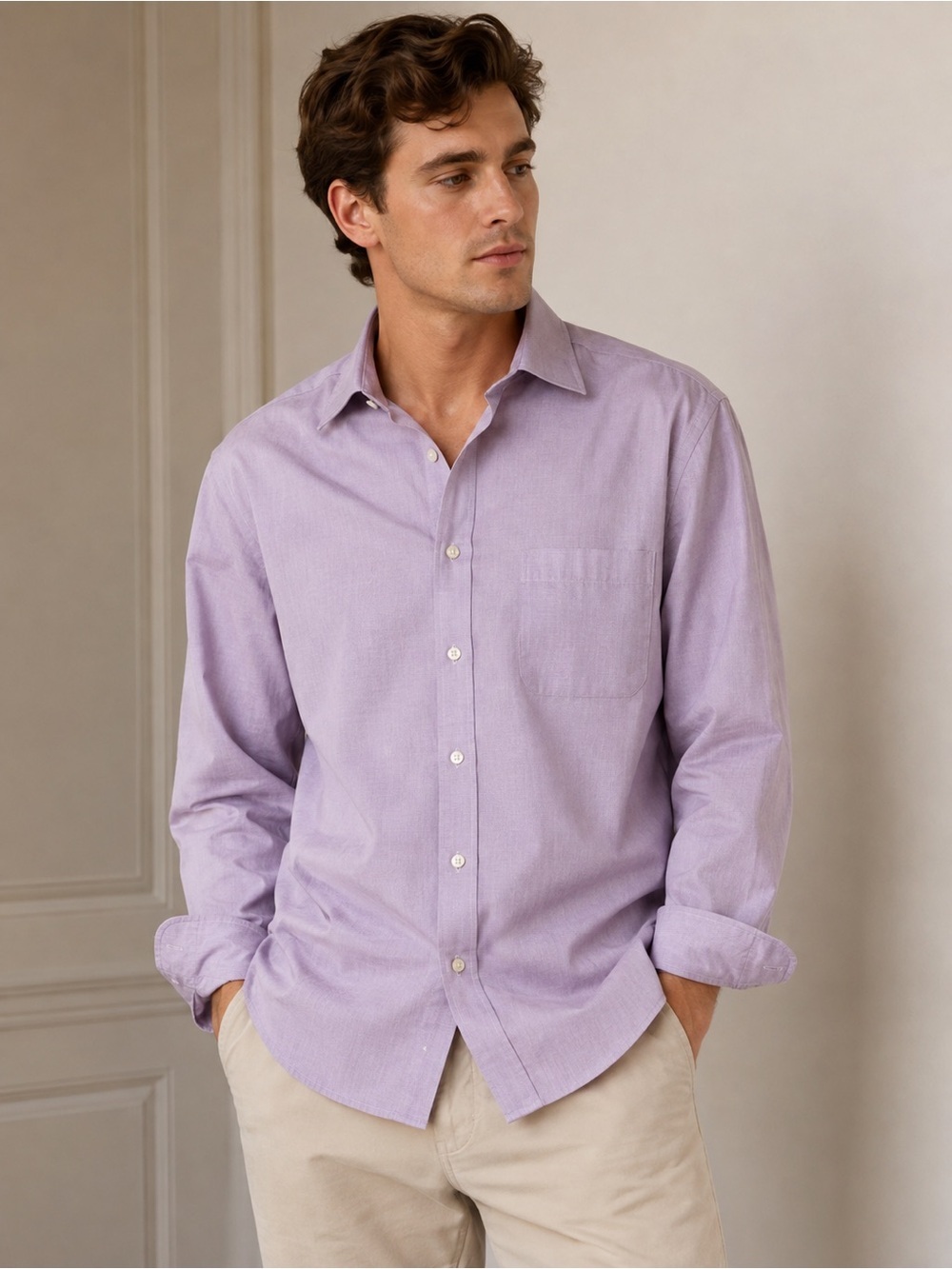 Ralph Lauren Men’s Lavender Purple Non-Iron Dress Shirt 17.5 Button Down